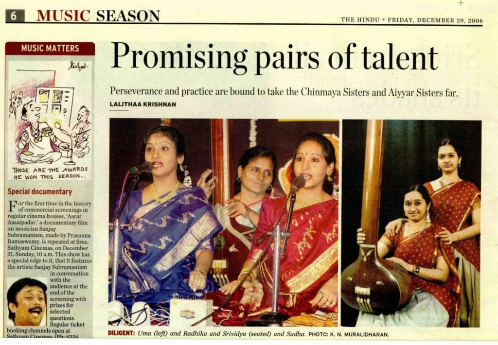 promising pair of talent, the hindu, music review, chinmaya sisters